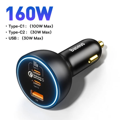 Power On The Go – 160W Ultra Fast Car Charger for Phones, Tablets & Laptops